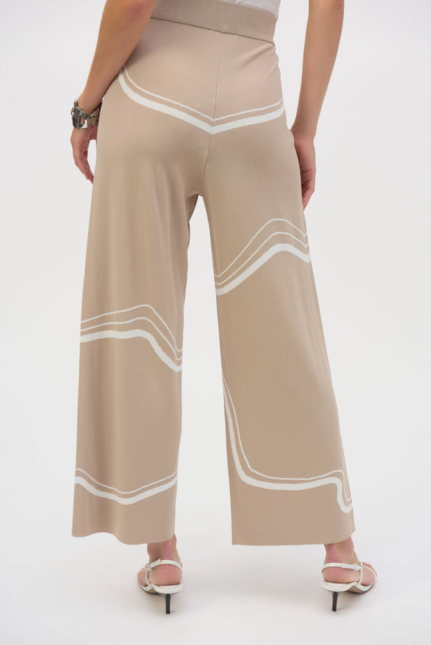 Abstract Jacquard Sweater Knit Culotte Pants 252931