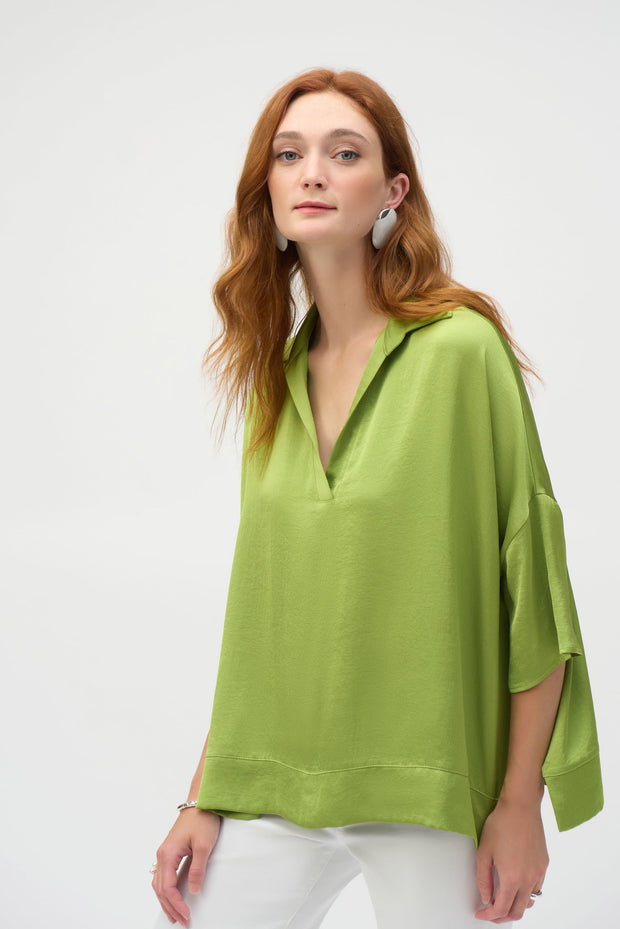 Joseph ribkoff      Hammered Satin Boxy Top 252059