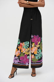 Joseph ribkoff Woven Floral Border Print Wide Leg Pants 252217
