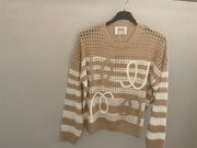 Brand bazar tan and white sweater