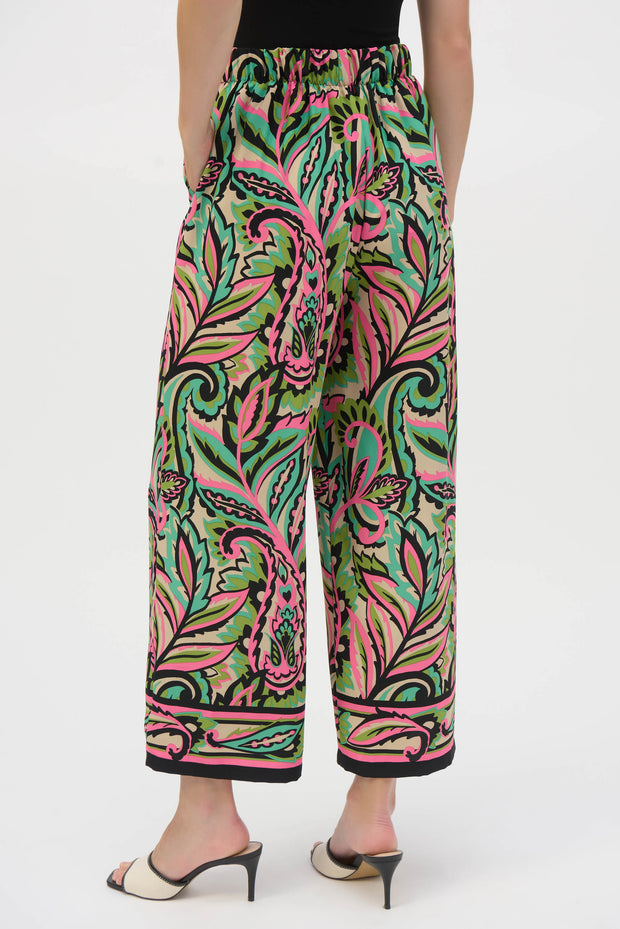 Joseph Ribkoff Woven Paisley Print Wide-Leg Pants 252142
