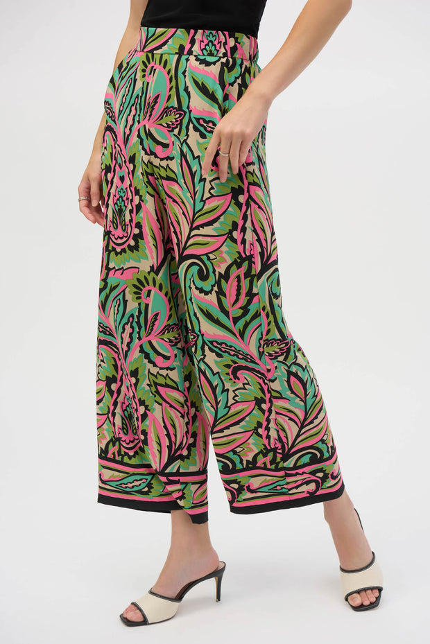 Joseph Ribkoff Woven Paisley Print Wide-Leg Pants 252142