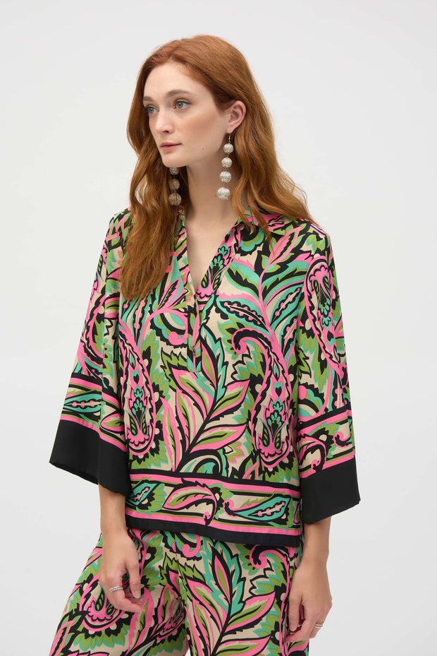 Joseph ribkoff Woven Paisley Print Boxy Top 252141