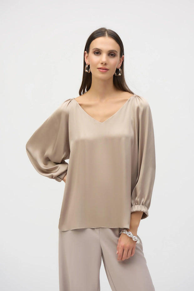 Joseph Ribkoff Satin V-Neck Straight Top 252165