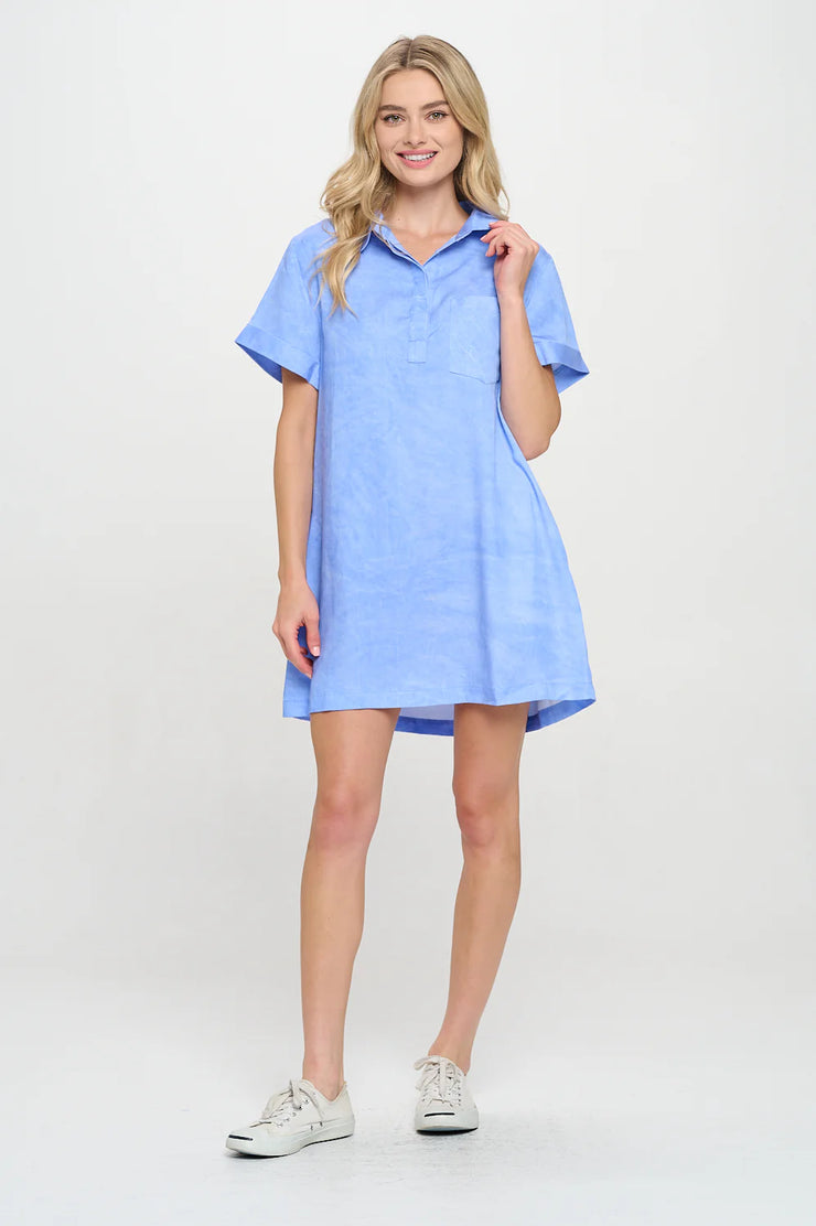 Meet Me in Santorini Aegean Waves Shirt Dress