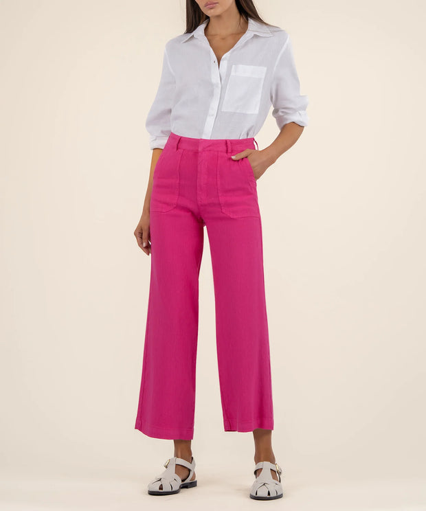 KUT Topaz Linen High Rise Wide Leg - Fuchsia (pink)