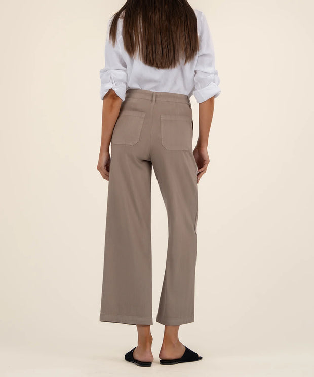 KUT Topaz Linen High Rise  Wide Leg Khaki