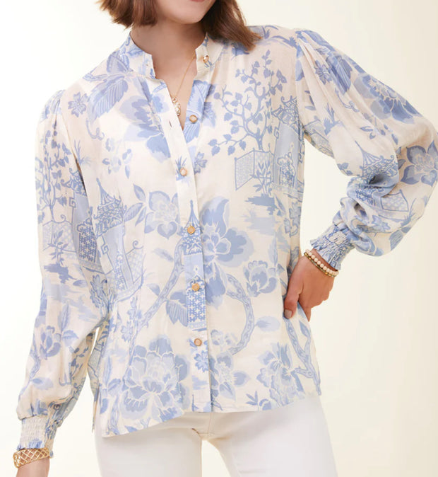 Spartina 449 Lindita Blouse Enclave Toile Blue 412799
