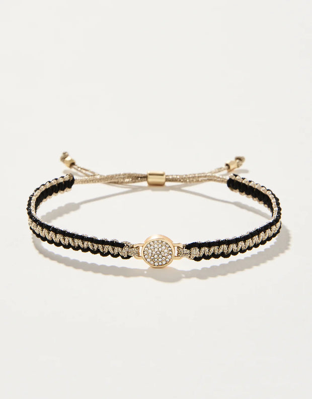 366432 Spartina friendship bracelet- black/gold pave