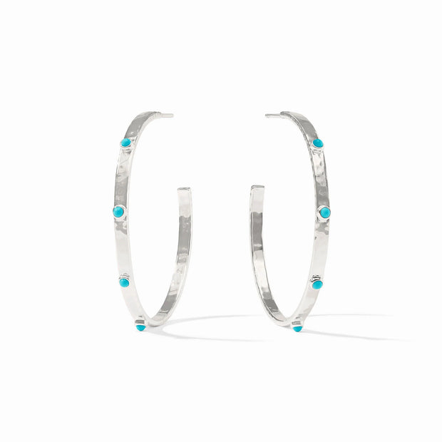 Julie Vos crescent stone hoop silver HP 36STQ-xl