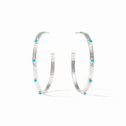 Julie Vos silver crescent stone hoop turquoise-L