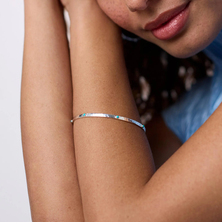 Juli Vos silver crescent stone bangle turquoise BG193STQ-l