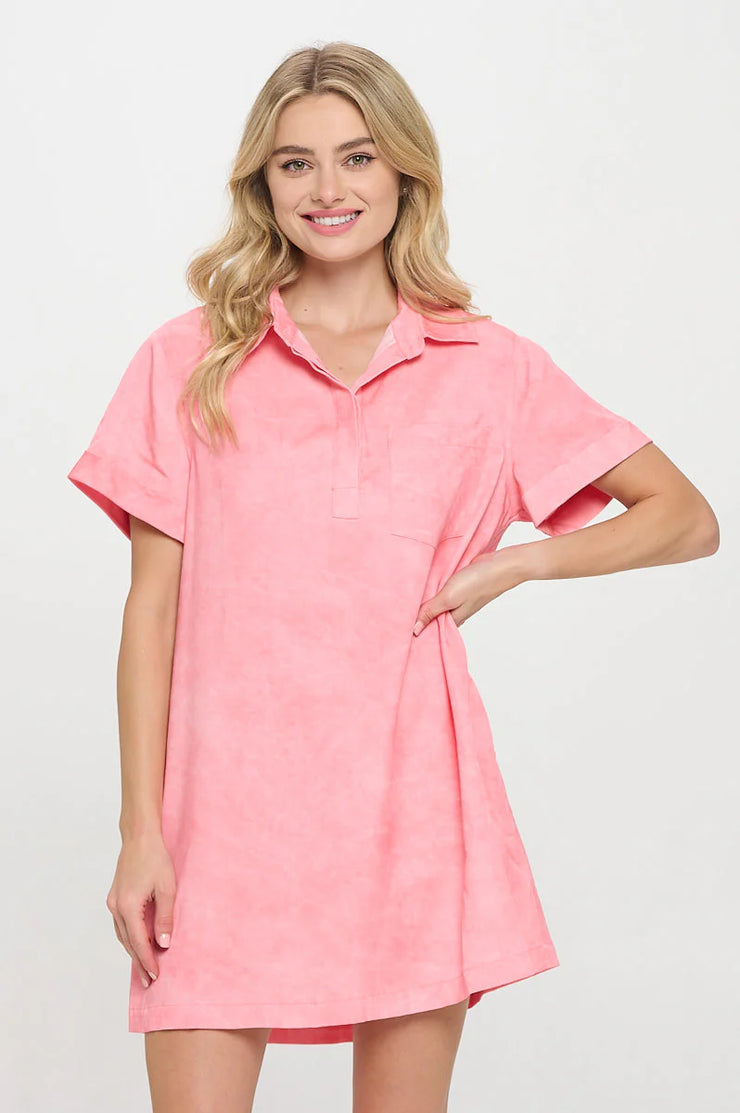 Meet Me In Santorini Coral Sands Shirt Dress SKU#MS1612D-CSA