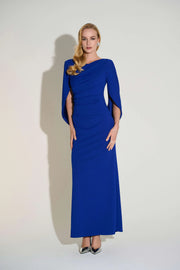 Joseph Ribkoff Scuba Crepe Trumpet Gown with Satin Cowl Sleeves SKU#253738