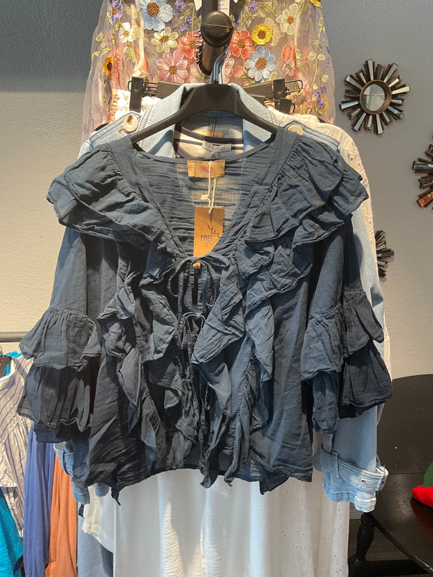 Brand Bazar Yamo Ruffle Cotton Shirt