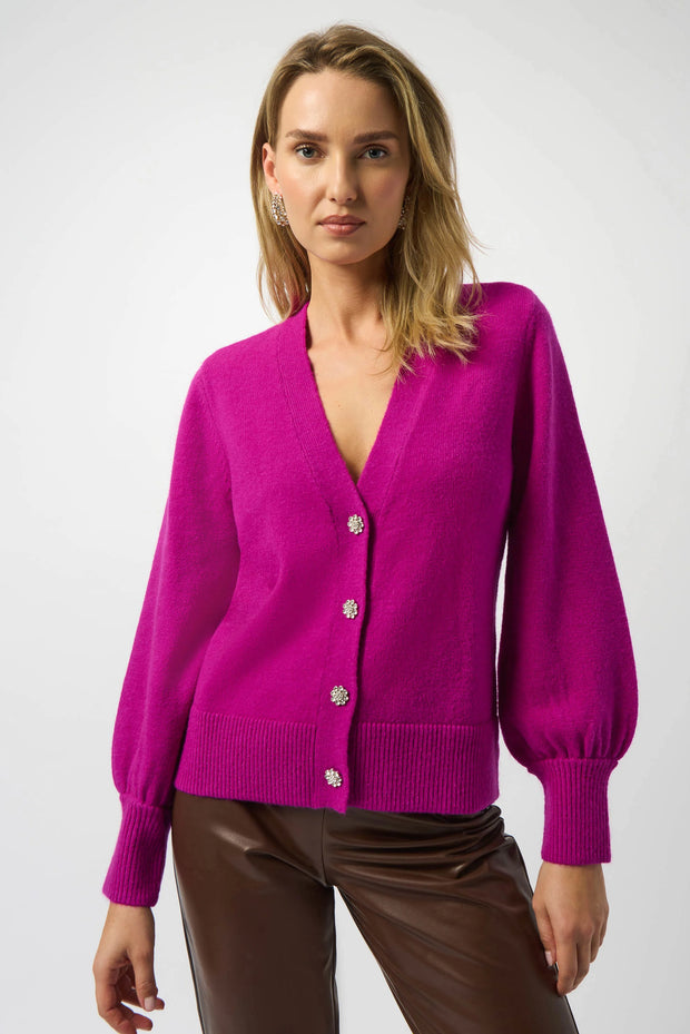 Joseph Ribkoff Sweater Knit Cardigan with Puff Sleeves SKU#253906