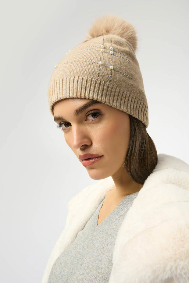 Joseph Ribkoff Knitted Faux Fur Pompom Hat SKU#253969