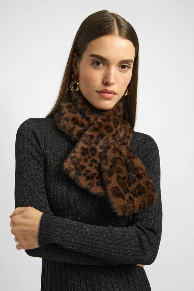 Joseph Ribkoff Faux Fur Leopard Print Pull-Through Scarf SKU#253974X