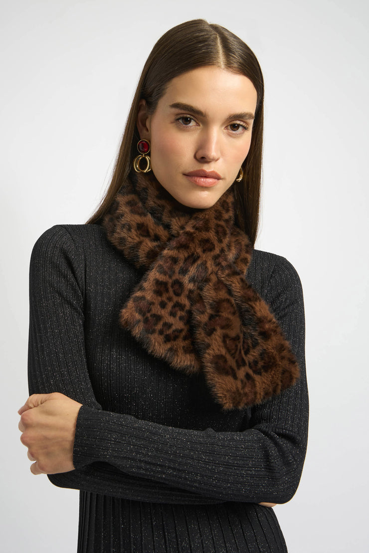 Joseph Ribkoff Faux Fur Leopard Print Pull-Through Scarf SKU#253974X