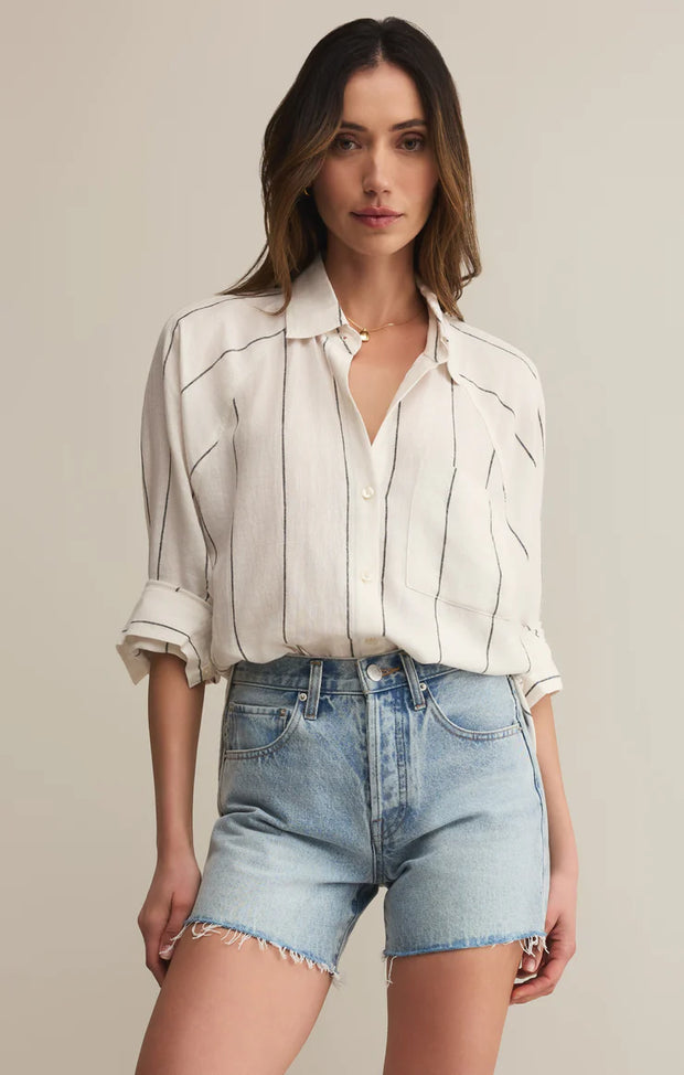 Z Supply PERFECT LINEN STRIPED TOP SKU#ZT253833