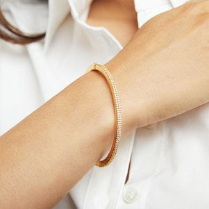 Dean Davison Petite Pave Hinge Bangle - Gold/White Topaz SKU##B610-G-WTP