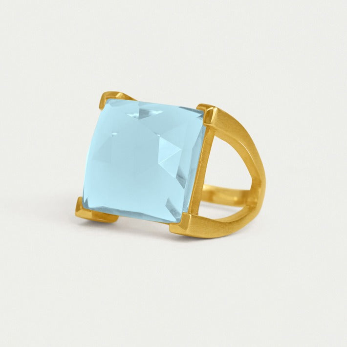 Dean Davidson Plaza Ring - Gold/Irridescent Sky Blue - Size 7 SKU#10528-G-SBD-7