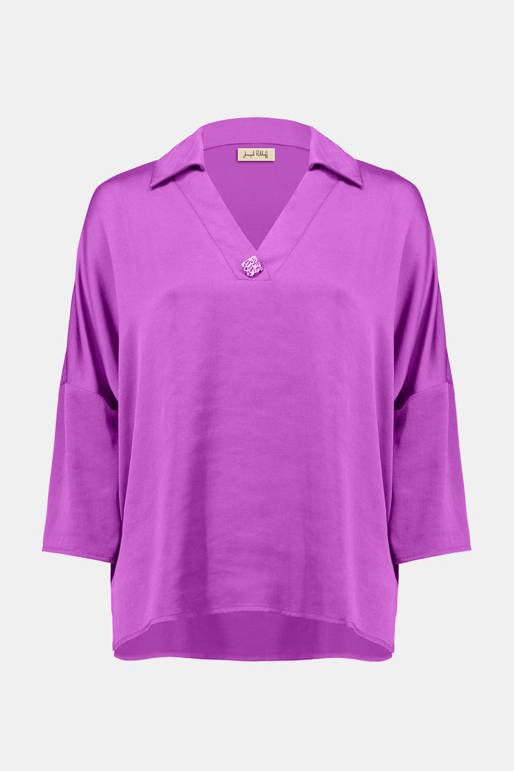 Joseph Ribkoff Recycled Hammered Satin Boxy Top SKU#253076