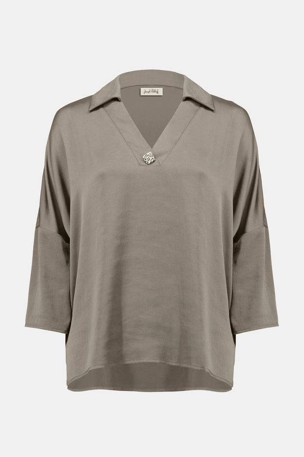Joseph Ribkoff Recycled Hammered Satin Boxy Top SKU#253076