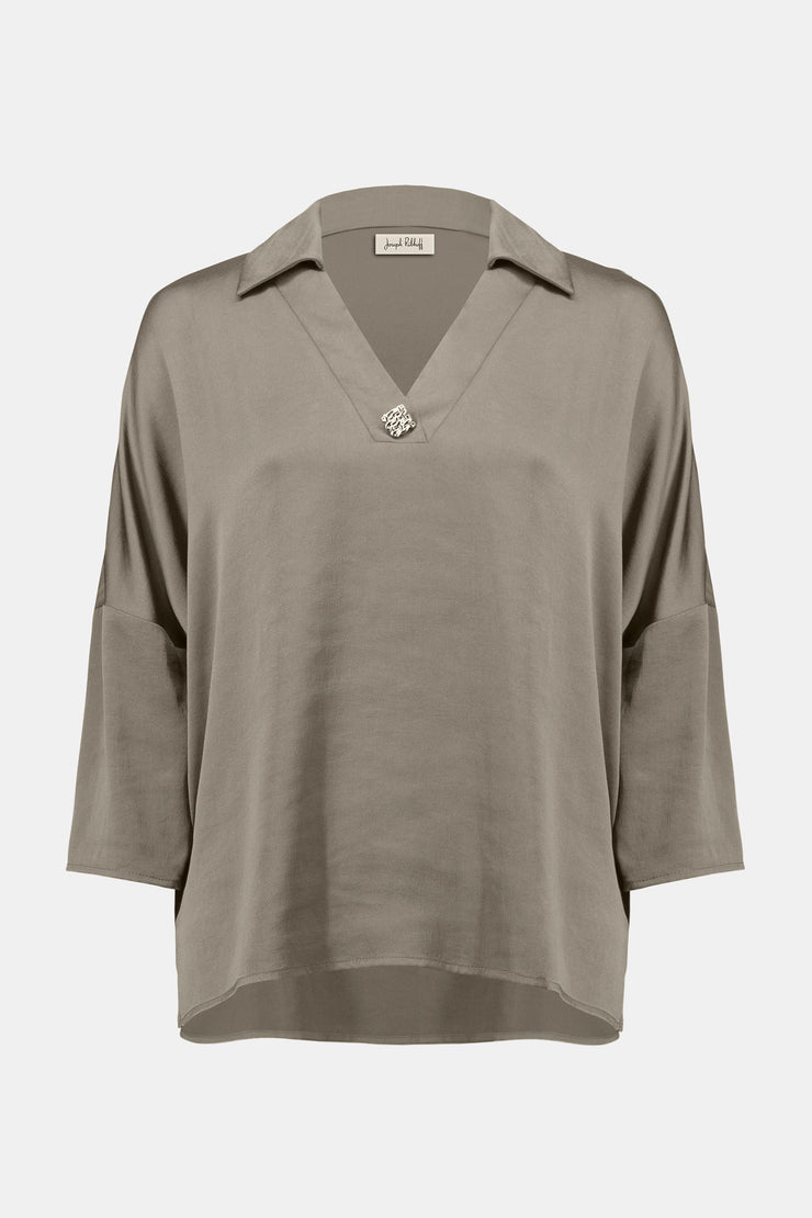 Joseph Ribkoff Recycled Hammered Satin Boxy Top SKU#253076