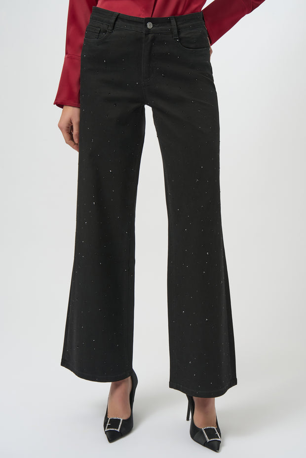 Joseph Ribkoff Classic Wide Leg Jeans with Rhinestones SKU 254962