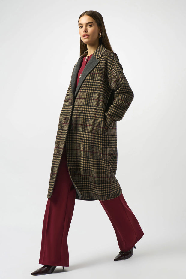 Joseph Ribkoff Wool Blend Plaid Double-Faced Coat SKU 253946