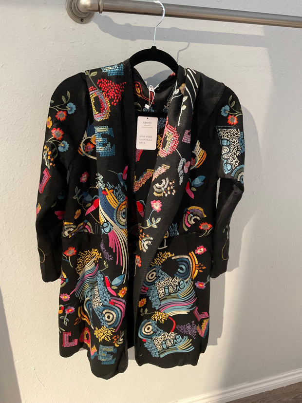 Adore Apparel Embroidered Love Hooded Duster SKU# AD2609