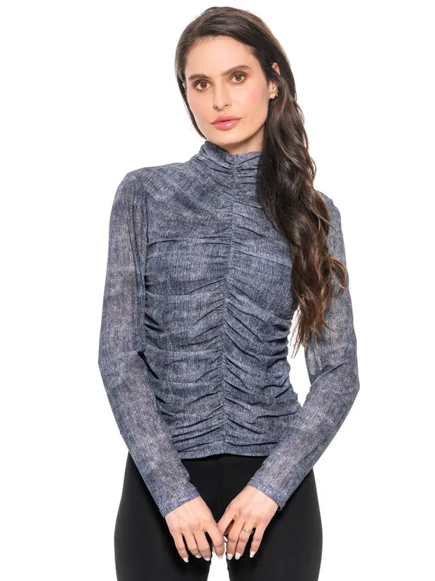 Adore Blue/White Mesh Turtle Neck Top SKU# A220-C