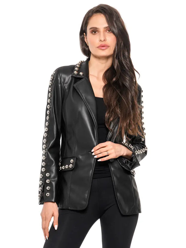 Adore Studded Faux Leather Blazer SKU# E1009-A