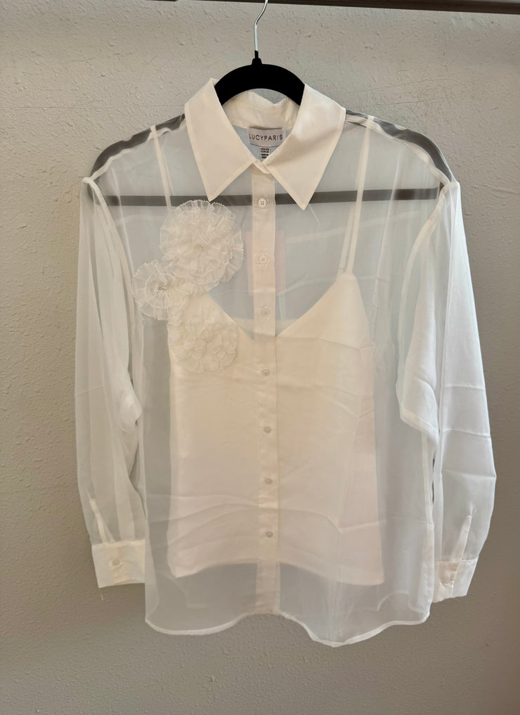 Lucy Paris Quincy Button Down White Shear
