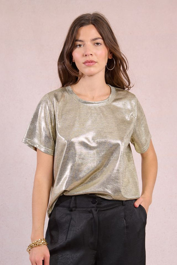 Molly Bracken Ladies Gold Knitted Tee SKU# GW09DN