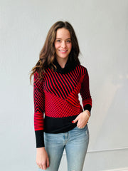 Marble 6720 Red and Black Striped Sweater