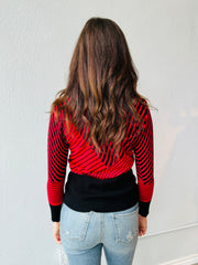 Marble 6720 Red and Black Striped Sweater