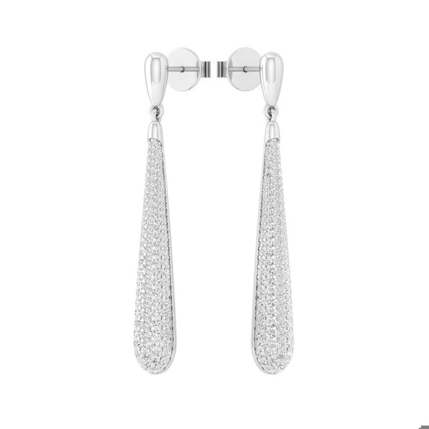 DEAN DAVIDSON Margaux Pavé Long Drop Earrings - Silver - White T SKU