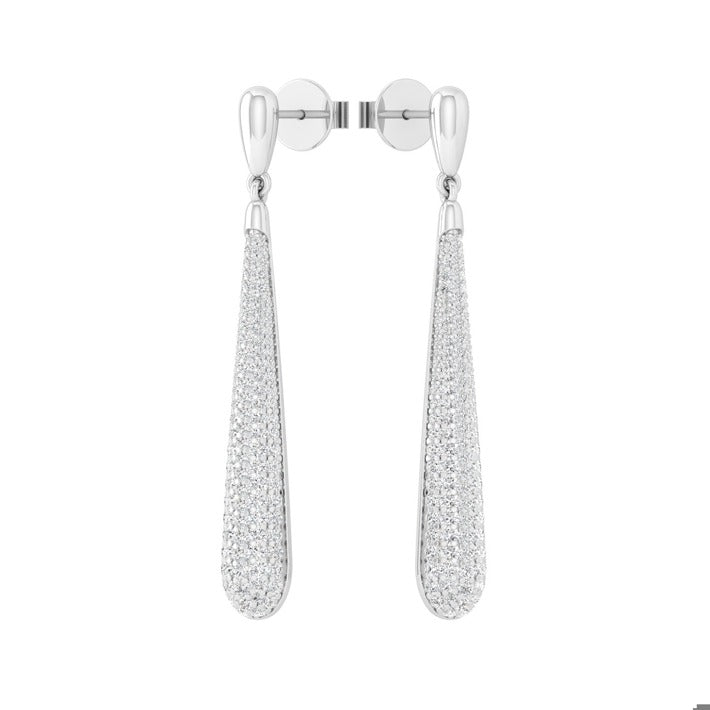 DEAN DAVIDSON Margaux Pavé Long Drop Earrings - Silver - White T SKU