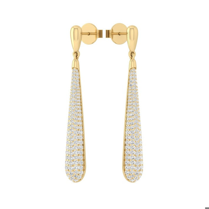 DEAN DAVIDSON Margaux Pavé Long Drop Earrings - Gold - White Top SKU E1156-G-WTP