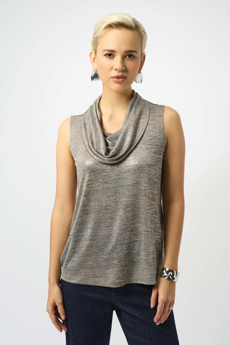 Joseph Ribkoff Foiled Melange Knit Sleeveless Top 253277