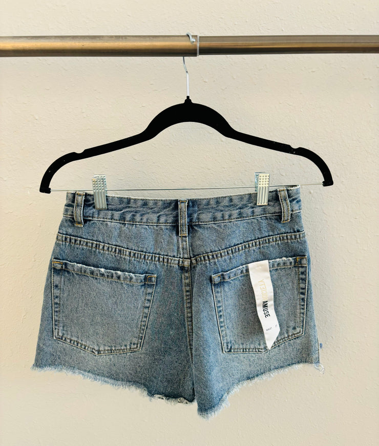 Amuse Society Waterline Denim Shorts Blue