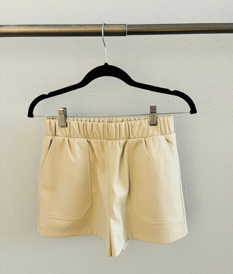 Steve Madden Off White Faux Leather Shorts