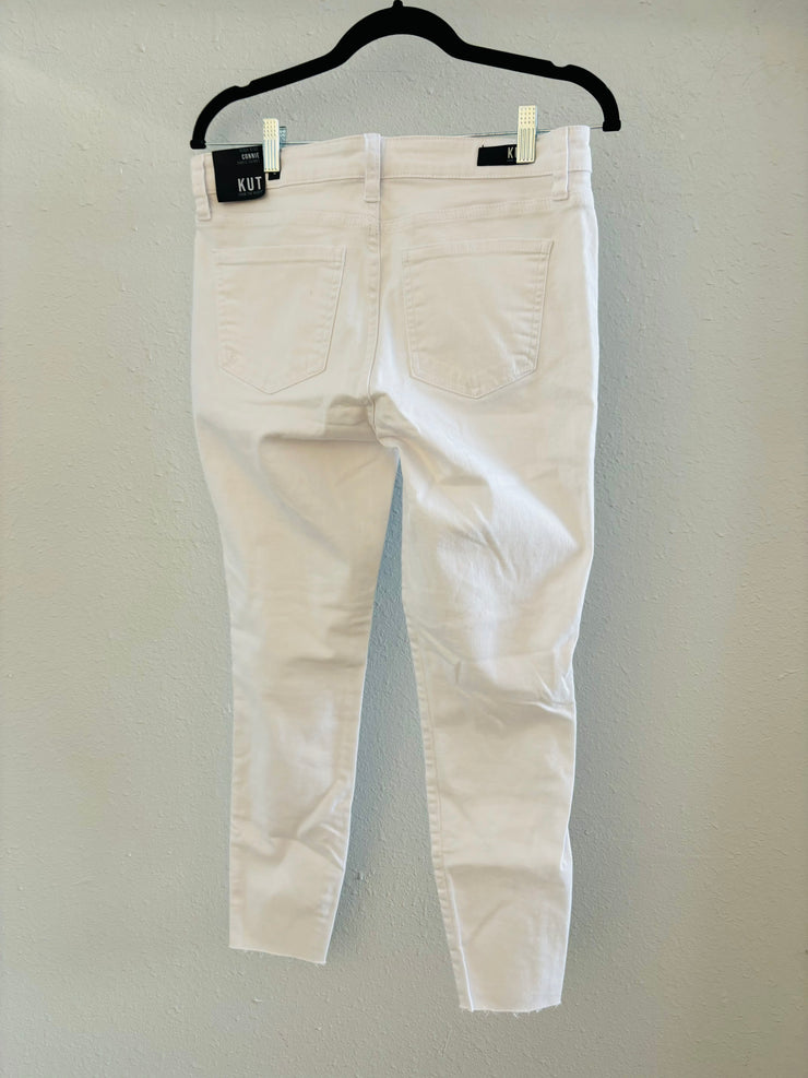 KUT Connie High Rise Optic White Ankle Skinny