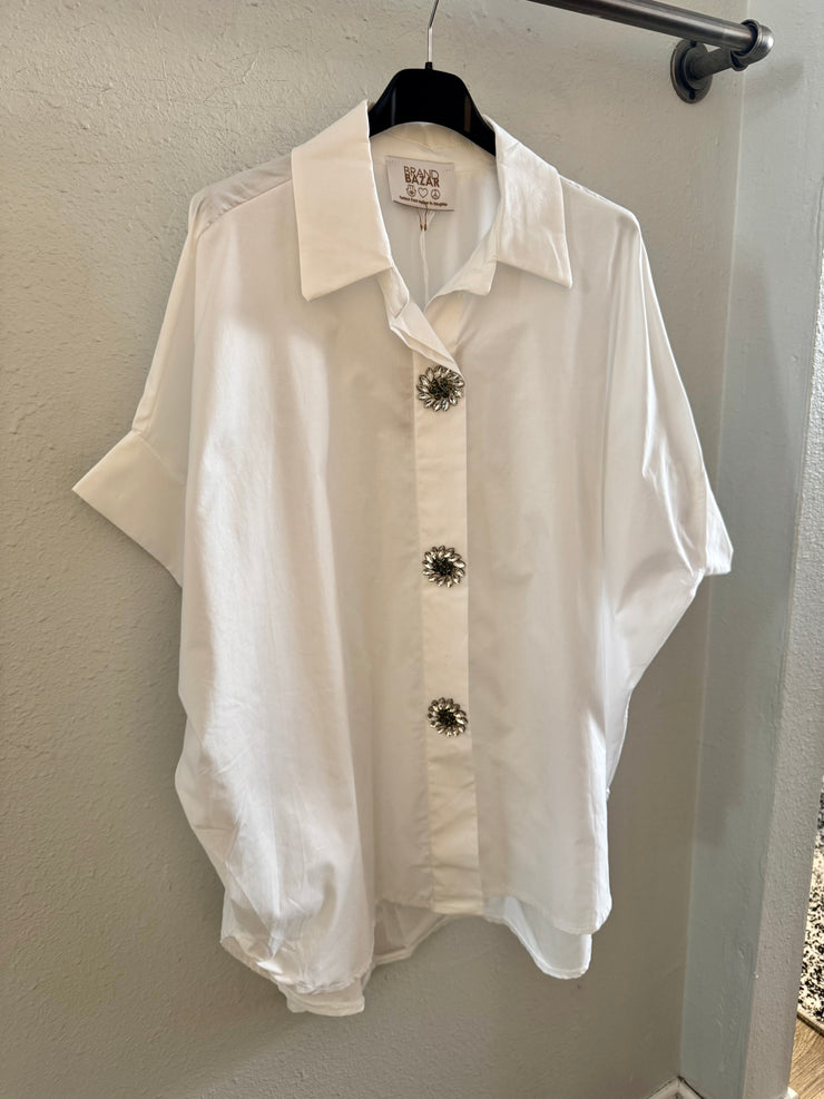 Brand Bazar Koshi White Blouse with bling