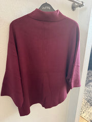 JRSweater Knit Boxy Pullover With Polo Collar 253962-MERLOT