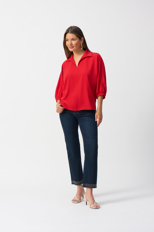 JR Woven Boxy Top Radiant Red 251116