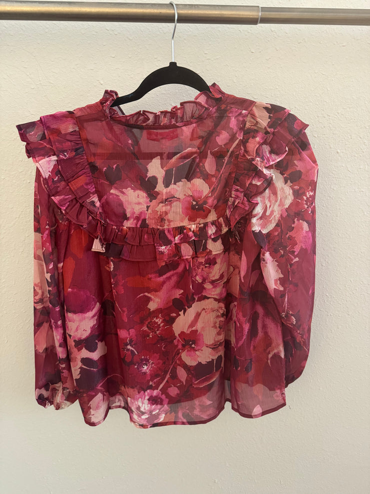 Meet me in Santorini Wild Rose L/S Top  Ms1414T-WR