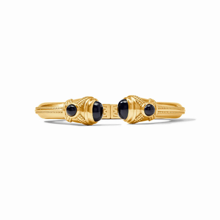 JULIE VOS CABOCHON DEMI CUFF GOLD OBSIDIAN BLACK